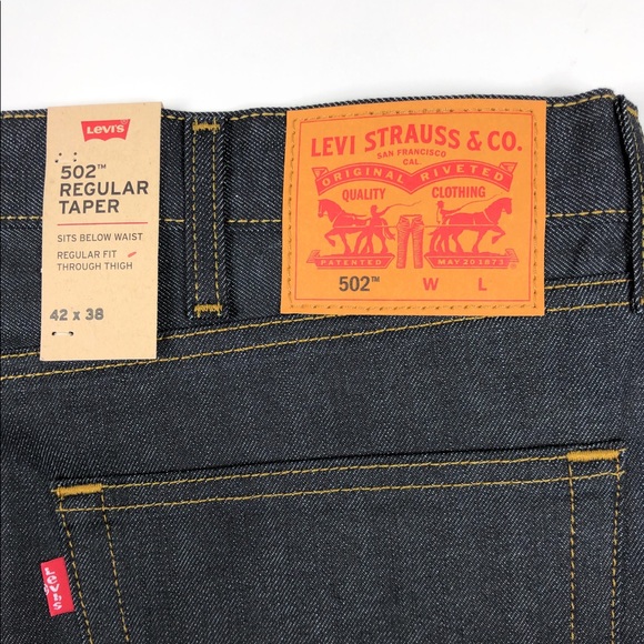 Levis 502 Mens 42x38 Tapered Rigid Envy Dark Jeans - Picture 9 of 10